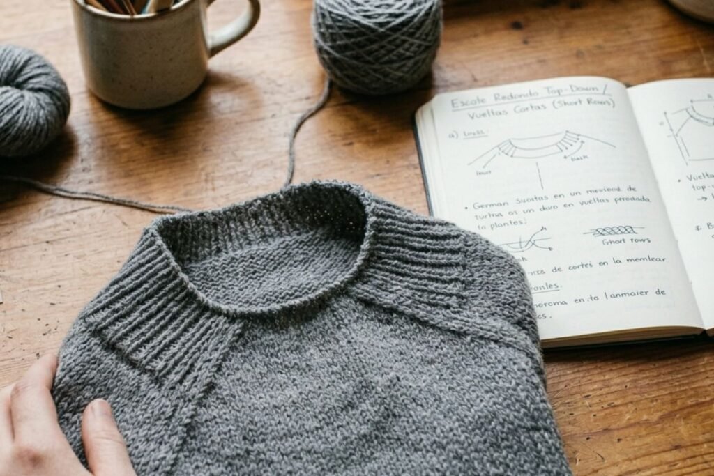 Cómo diseñar el escote de un jersey top-down